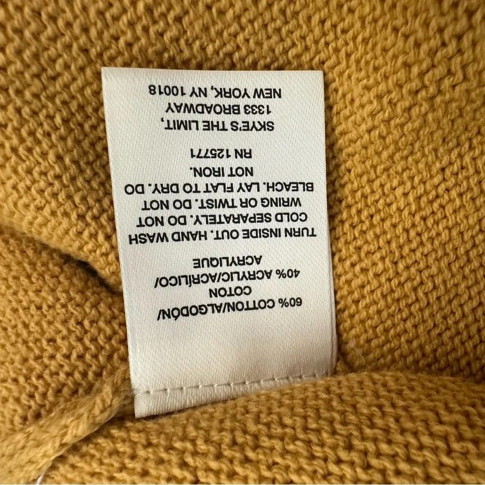 Skye’s The Limit Mustard Yellow Floral Embroidered Statement Sleeve Knit Small - Picture 7 of 10